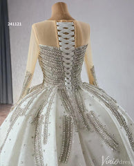 Modest Luxury Rhinestones Balll Gown Wedding Dresses with Sleeves 241121