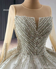 Modest Luxury Rhinestones Balll Gown Wedding Dresses with Sleeves 241121