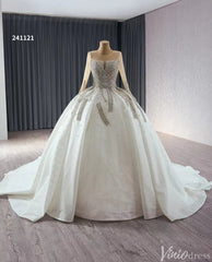 Modest Luxury Rhinestones Balll Gown Wedding Dresses with Sleeves 241121