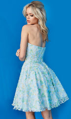 Short Jovani Strapless Floral Homecoming Dress