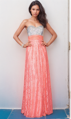 Full Length Sweetheart Open Back Lace Gown