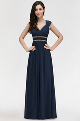 Chic Ruched Chiffon Aline Formal Dress Burgundy Bridesmaid Dress with Beadings