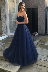 Sweetheart Open Back Pink Lace Long Prom Dresses Tulle Aline Formal Evening Dresses