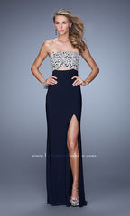 Long Strapless Open-Back Prom Dress by La Femme