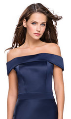 La Femme Off-the-Shoulder Long Prom Dress