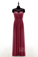 Sheath-Column Floor Length Chiffon Bridesmaid Dress NB3315
