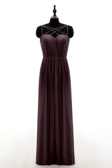 Sheath-Column Floor Length Chiffon Bridesmaid Dress NB3315