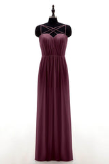 Sheath-Column Floor Length Chiffon Bridesmaid Dress NB3315