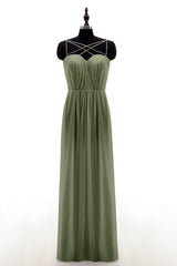 Sheath-Column Floor Length Chiffon Bridesmaid Dress NB3315