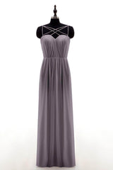 Sheath-Column Floor Length Chiffon Bridesmaid Dress NB3315