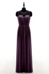 Sheath-Column Floor Length Chiffon Bridesmaid Dress NB3315