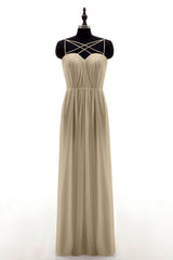 Sheath-Column Floor Length Chiffon Bridesmaid Dress NB3315