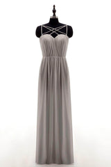 Sheath-Column Floor Length Chiffon Bridesmaid Dress NB3315