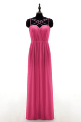 Sheath-Column Floor Length Chiffon Bridesmaid Dress NB3315