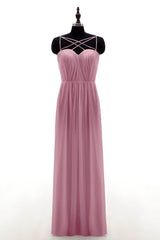 Sheath-Column Floor Length Chiffon Bridesmaid Dress NB3315