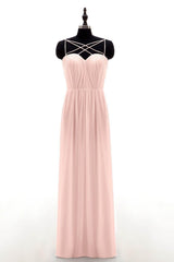 Sheath-Column Floor Length Chiffon Bridesmaid Dress NB3315