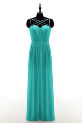 Sheath-Column Floor Length Chiffon Bridesmaid Dress NB3315