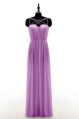 Sheath-Column Floor Length Chiffon Bridesmaid Dress NB3315