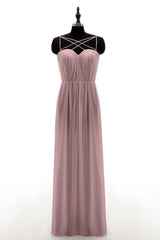 Sheath-Column Floor Length Chiffon Bridesmaid Dress NB3315