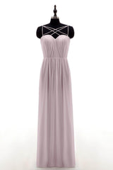 Sheath-Column Floor Length Chiffon Bridesmaid Dress NB3315