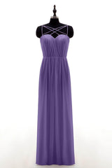 Sheath-Column Floor Length Chiffon Bridesmaid Dress NB3315