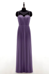 Sheath-Column Floor Length Chiffon Bridesmaid Dress NB3315