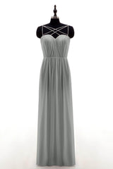 Sheath-Column Floor Length Chiffon Bridesmaid Dress NB3315