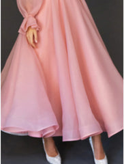 Women's Prom Dress Party Dress Homecoming Dress Long Dress Maxi Dress Pink Long Sleeve Pure Color Ruched Fall Winter Autumn Strapless Fashion Wedding Guest Birthday Evening Party