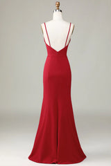 Spaghetti Straps Sleeveless Bridesmaid Dress with Slit