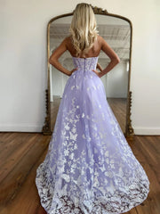 Nerida | Lavender Sweetheart Lace A-line Prom Dress With Appliques