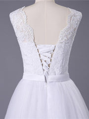 New Lace O-Neck Lace Tulle Boho Wedding Dresses