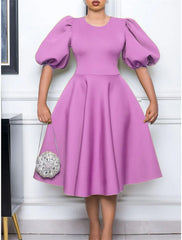 Women's Party Dress Homecoming Dress Cocktail Dress Midi Dress Black White Pink Short Sleeve Pure Color Ruched Summer Spring Fall Crew Neck Fashion Birthday Wedding Guest Vacation