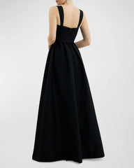 A noble off shoulder pleated hollow and ground length prom dress