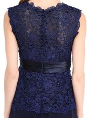 Aimishang  Sheath / Column Mother of the Bride Dress Open Back Jewel Neck Floor Length Chiffon Lace Sleeveless No with Sash / Ribbon Buttons