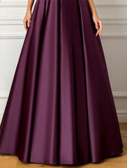 Wholesale A-Line Evening Gown Elegant Dress Formal Wedding Guest Floor Length 3/4 Length Sleeve V Neck Satin with Pleats Sequin