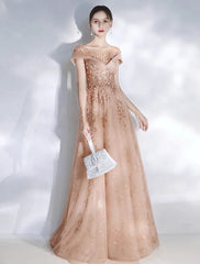 Wholesale A-Line Bridesmaid Dress Jewel Neck Short Sleeve Beautiful Back Floor Length Tulle with Crystals / Bandage
