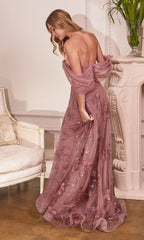 Draped Off-the-Shoulder Long Prom Ball Gown OC008