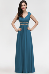 Chic Ruched Chiffon Aline Formal Dress Burgundy Bridesmaid Dress with Beadings