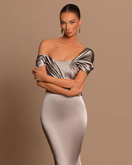 Off-Shoulder Beauty with Pleated Details