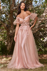 Cinderella Divine CD0197 Off Shoulder Long Formal Gown