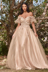 Cinderella Divine CD0197 Off Shoulder Long Formal Gown