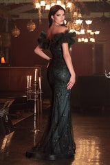 Cinderella Divine J818 Off Shoulder Long Prom Gown