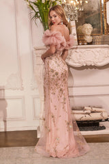 Cinderella Divine J818 Off Shoulder Long Prom Gown