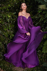 Cinderella Divine CD243 Off Shoulder Long Sleeve Formal Prom Dress
