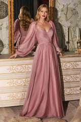 Cinderella Divine CD243 Off Shoulder Long Sleeve Formal Prom Dress