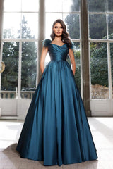 Off-Shoulder Sweetheart Prom Dress with Tassel Detail