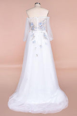 Off-the-Shoulder Appliques Tulle Wedding Dress