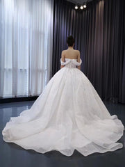 Off the Shoulder Beaded Wedding Dresses Luxury Ball Gown Quinceanera Dress 241052