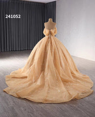 Off the Shoulder Beaded Wedding Dresses Luxury Ball Gown Quinceanera Dress 241052