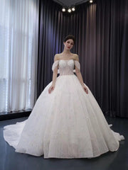 Off the Shoulder Beaded Wedding Dresses Luxury Ball Gown Quinceanera Dress 241052